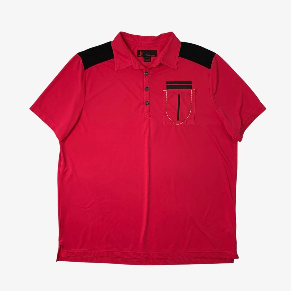 J by Jamie Sadock Shirt Mens XL Hot Pink Reflective Droptail Hem Polo Golf